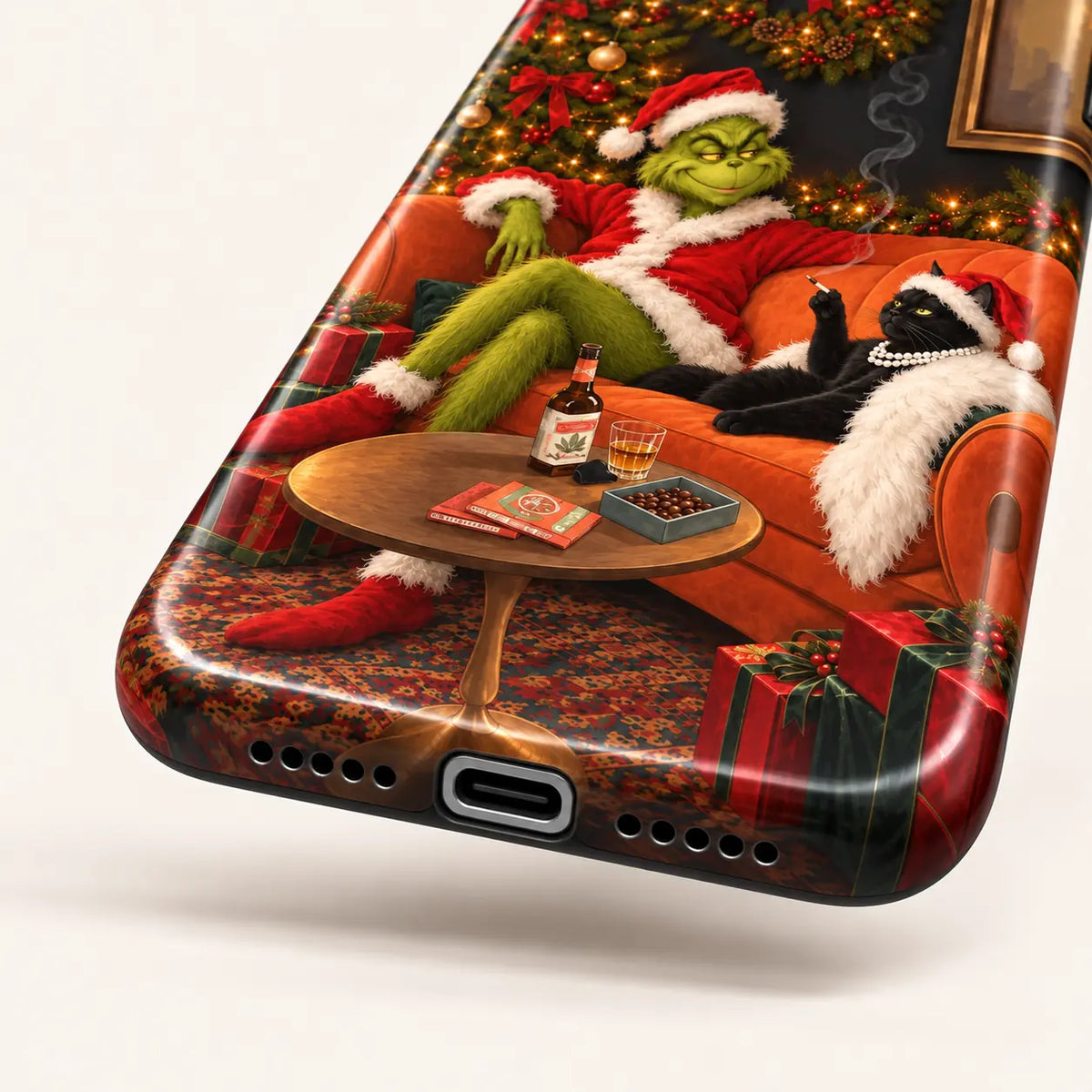 Grinch & Black Cat Christmas Phone Case mimocase