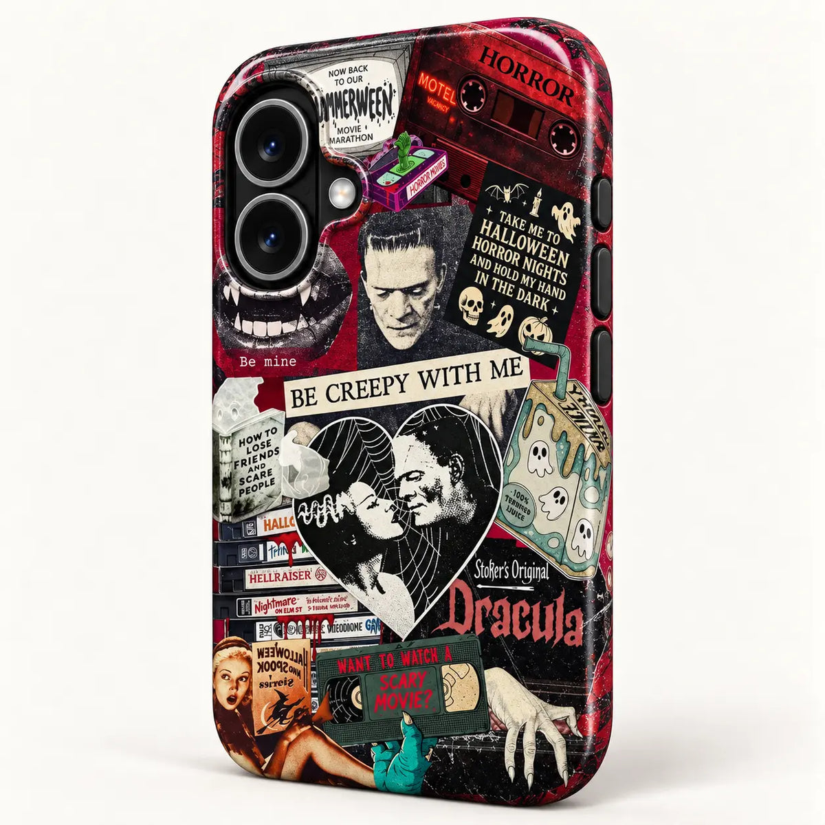 Retro Horror Movie Collage Phone Case mimocase