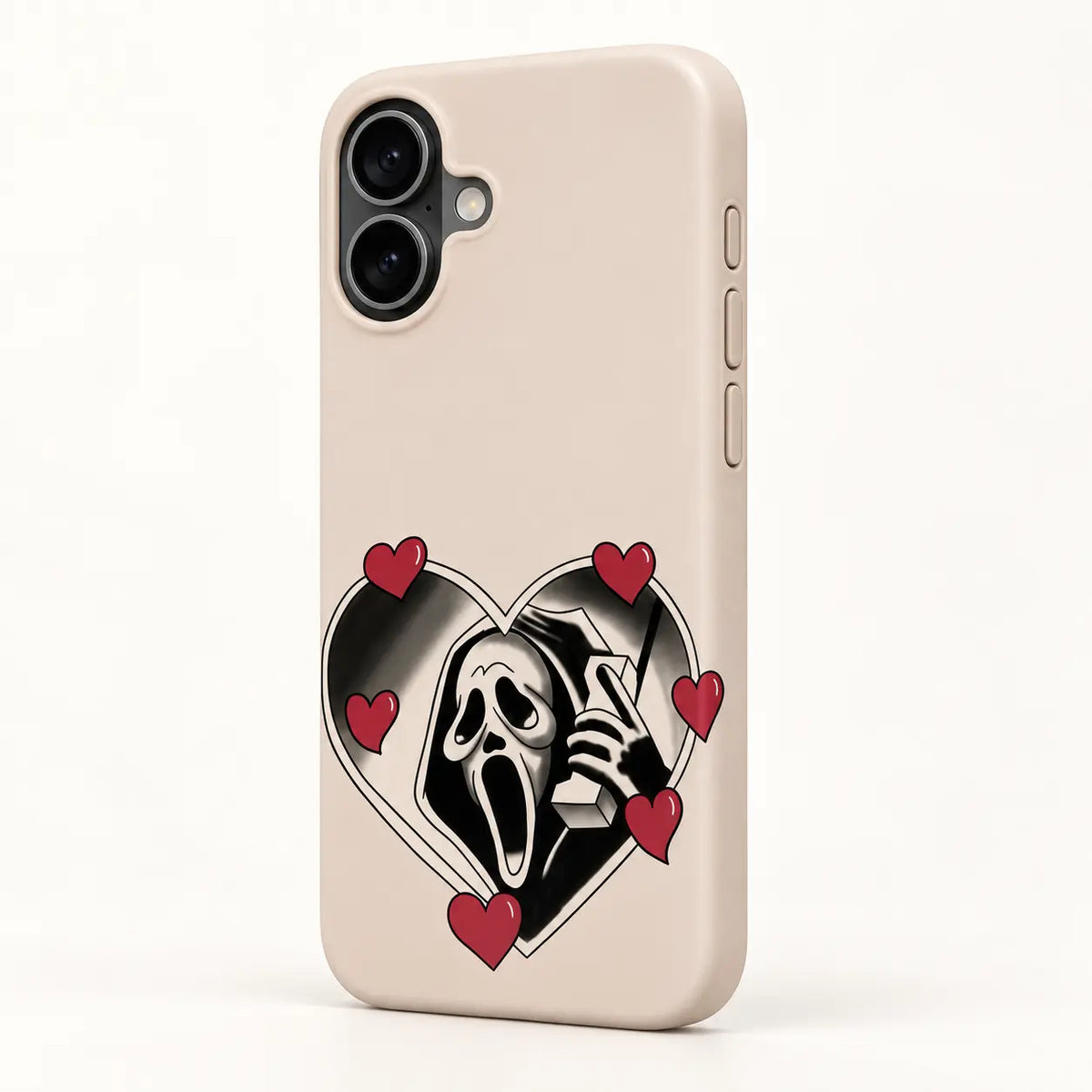 Side button detail of Sweet Scream full-wrap iPhone case