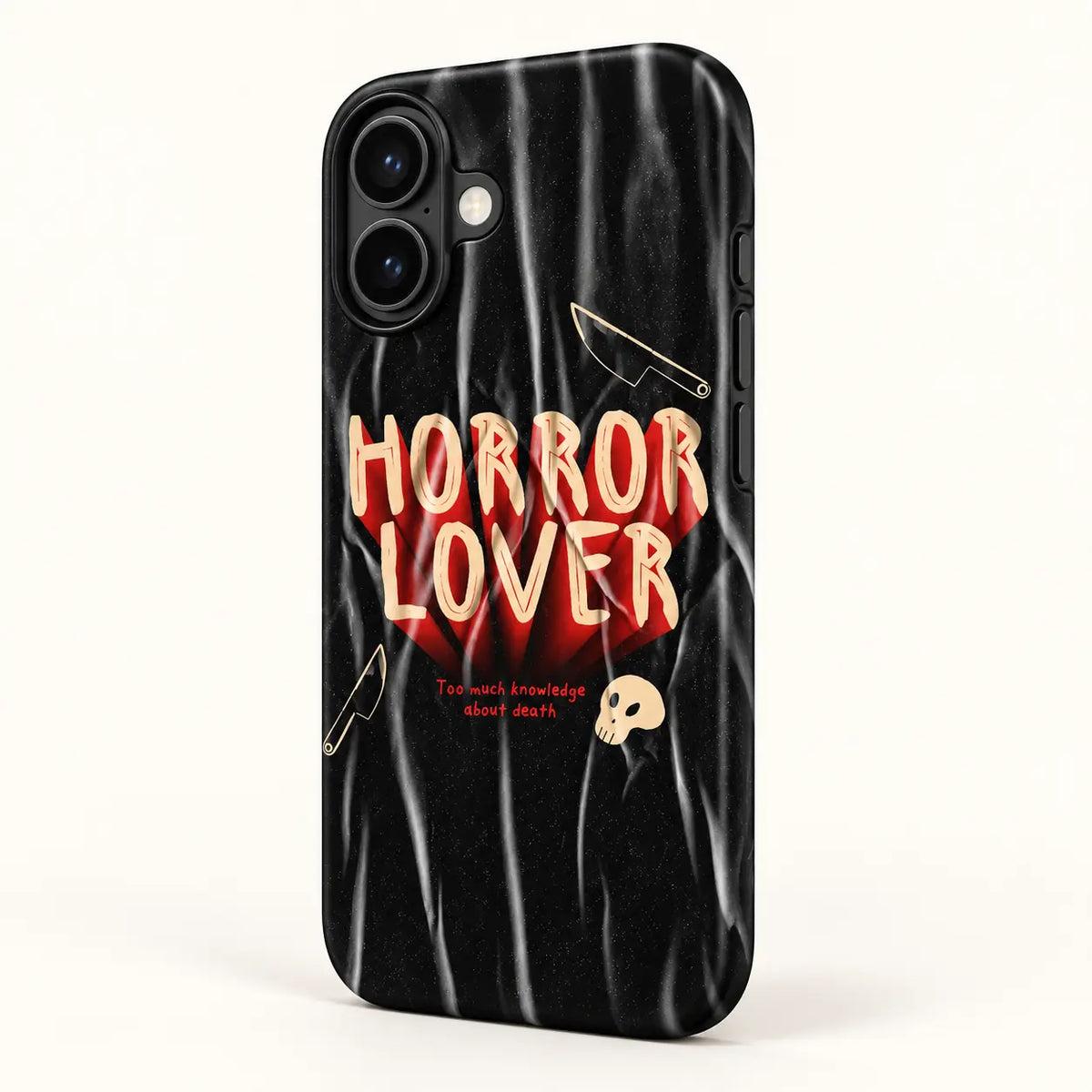Side button detail of Horror Lover full-wrap phone case