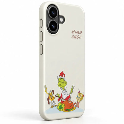 Side-button detail of the off-white Christmas iPhone case with three precision buttons