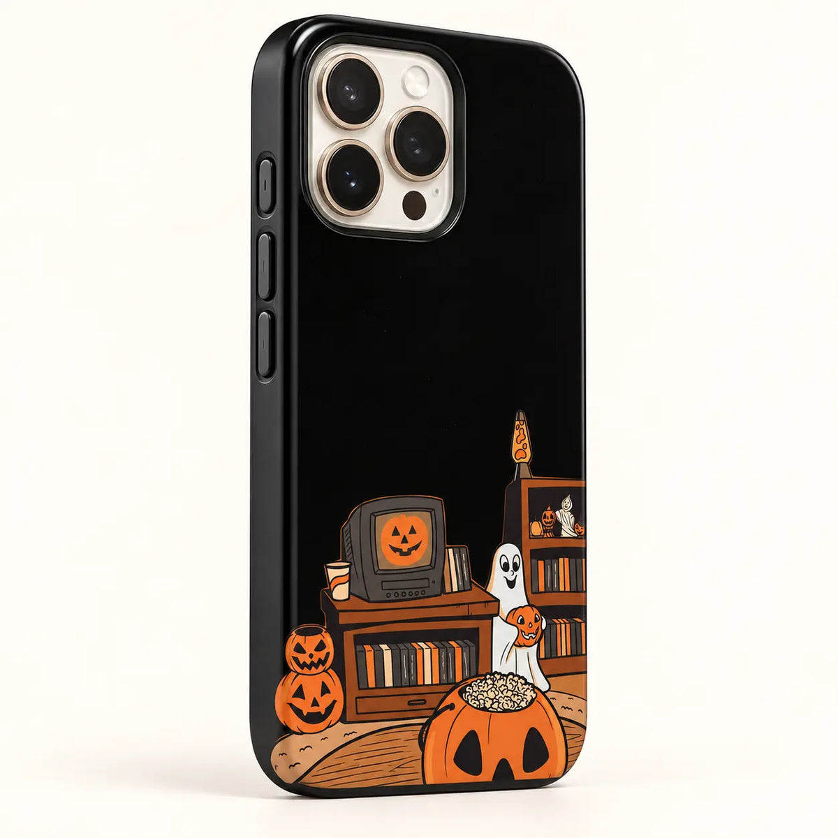 Three side button details on Halloween Movie Night iPhone case