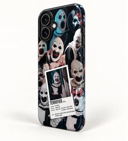 Side button detail of Terrifier horror-clown film phone case