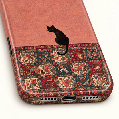 iPhone bottom with charging port, speaker holes and rug print