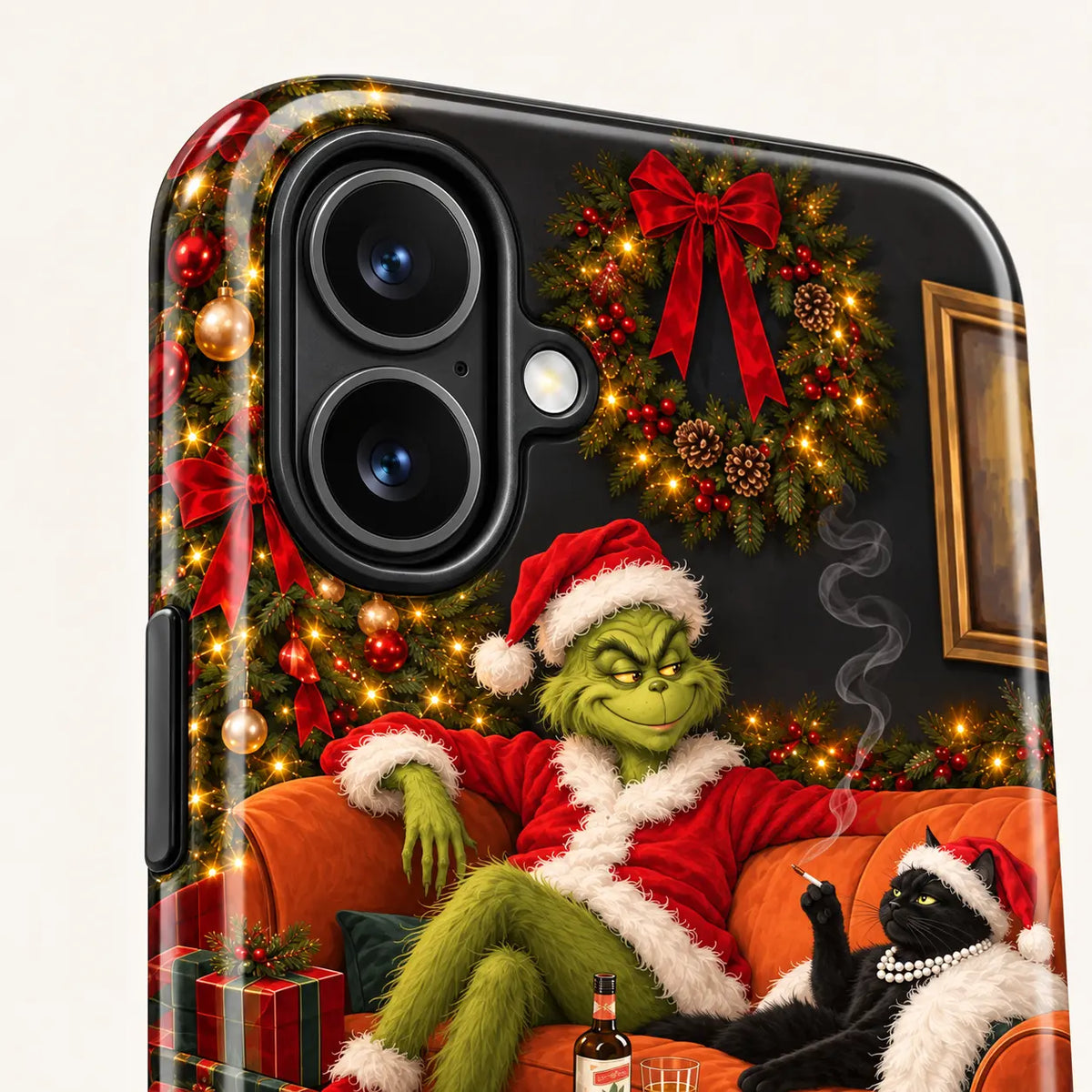 Grinch & Black Cat Christmas Phone Case mimocase