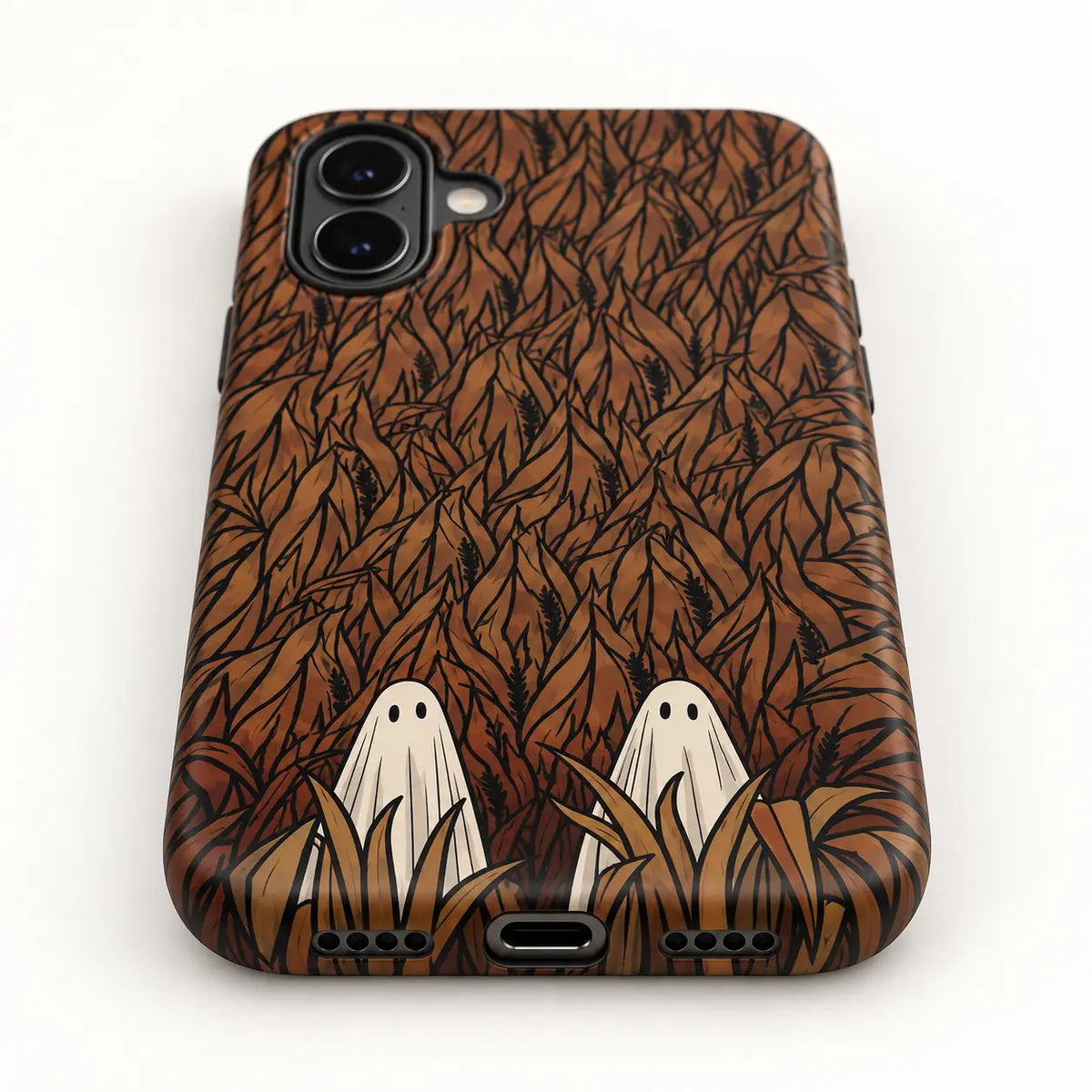 Close-up of the iPhone camera protection on the Hidden Ghosts phone case