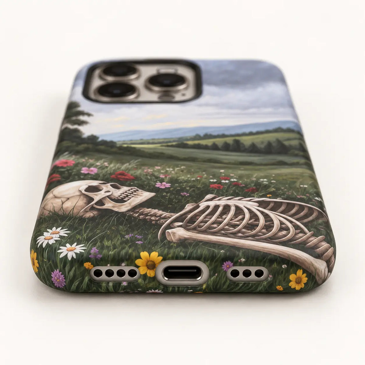 USB-C port and speaker detail of the WAIT iPhone case