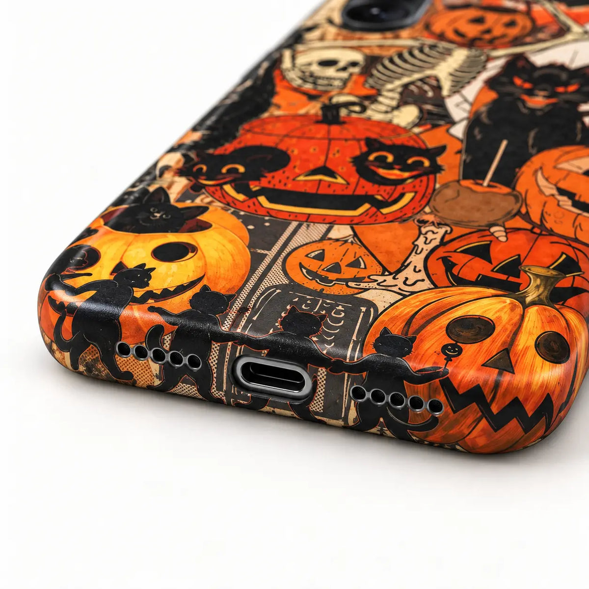 Charging port and speaker detail on Halloween film case