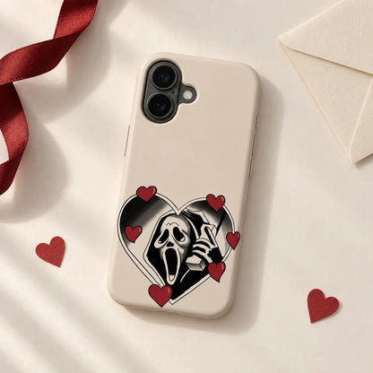 Sweet Scream phone case styled on a warm neutral tabletop