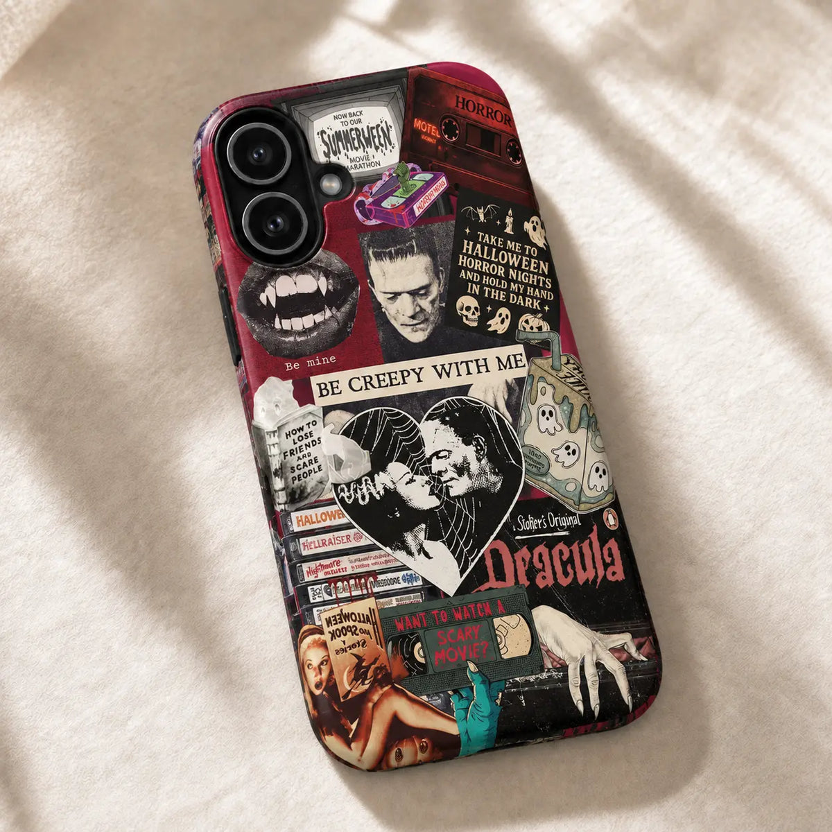 Retro Horror Movie Collage Phone Case mimocase