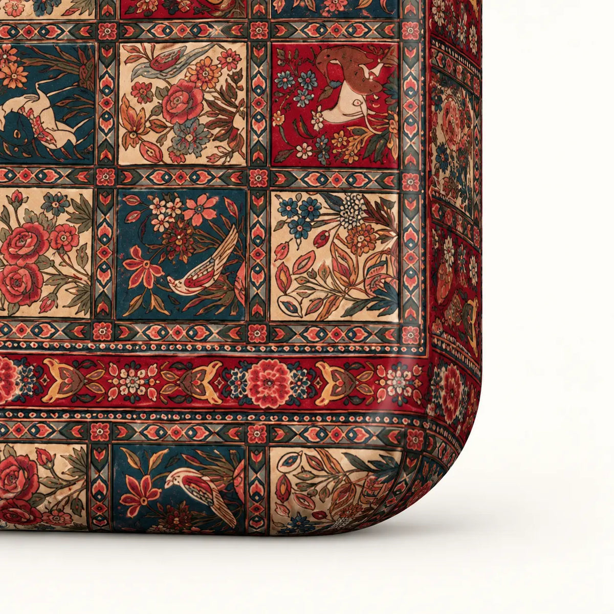 Rounded iPhone corner with continuous rug print