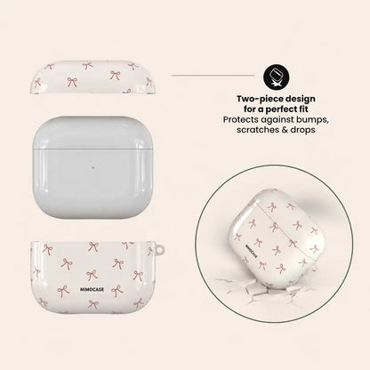coquette AirPods case, bow AirPods case, cute AirPods case, pink bow case, protective AirPods cover, MIMOCASE