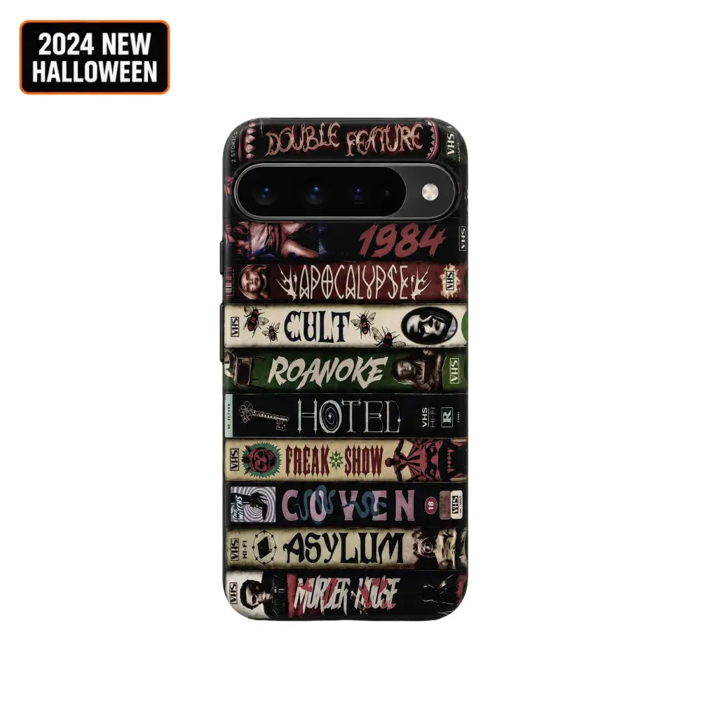 Vintage horror VHS book spine phone case for Google Pixel 10 Pro XL