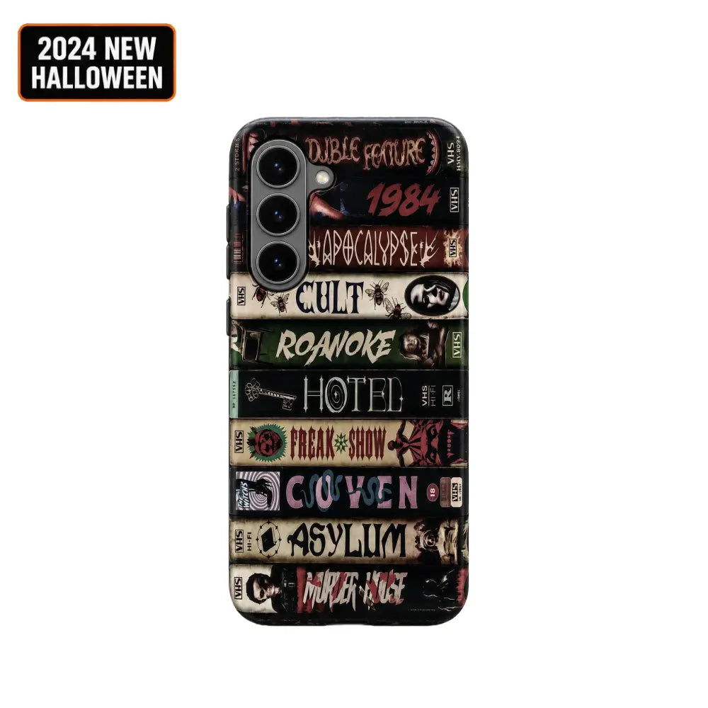 Vintage horror VHS book spine film phone case for Samsung Galaxy S26