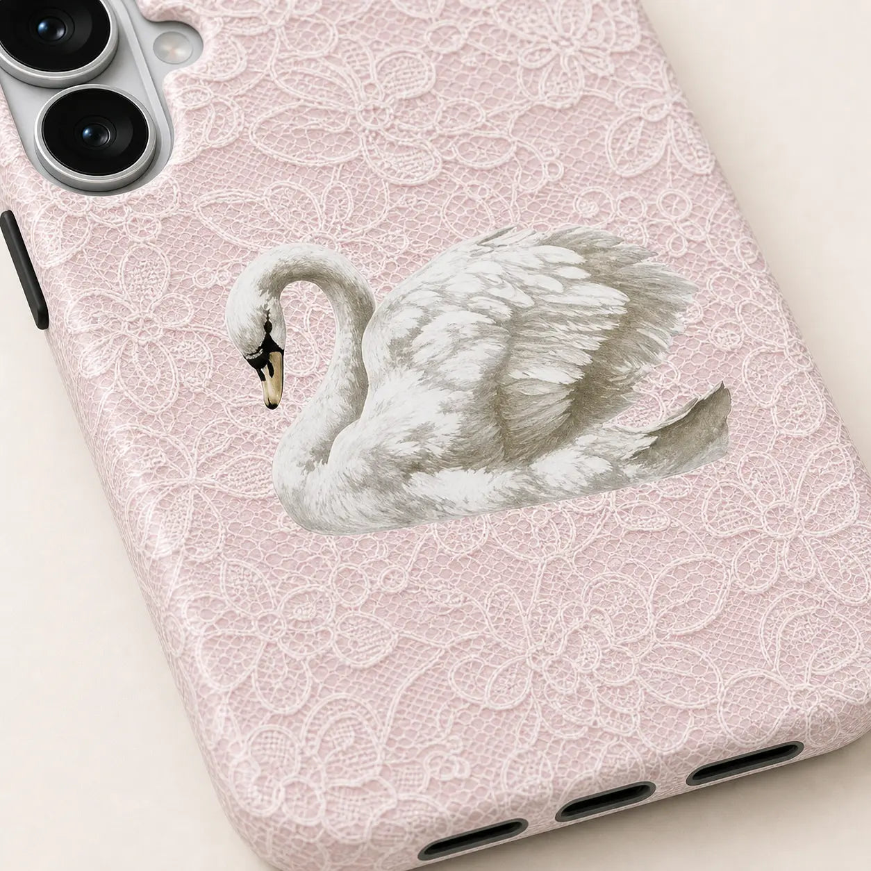 Blush Lace Swan Phone Case mimocase