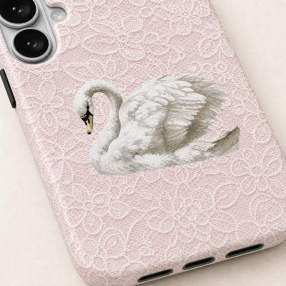 Blush Lace Swan Phone Case mimocase