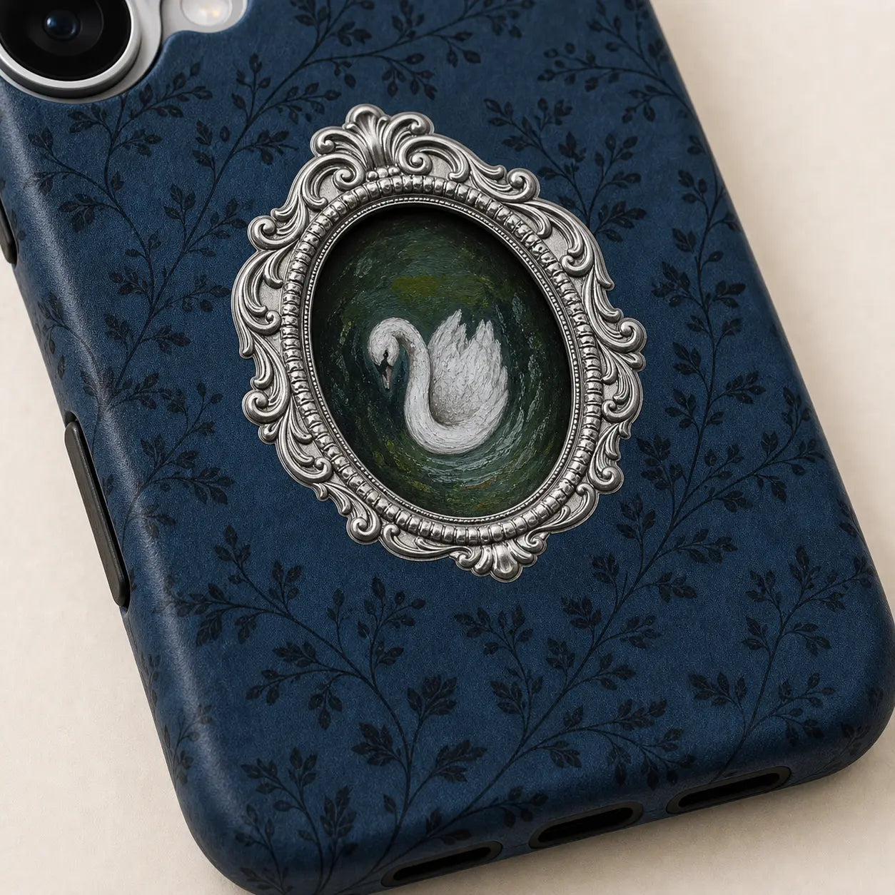 Midnight Rococo Swan Phone Case mimocase