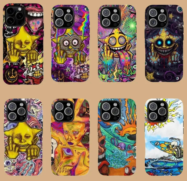 BOLD COLORFUL SKULL & WAVE ART PHONE CASE mimocase