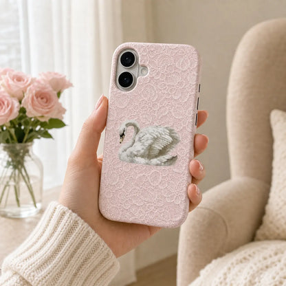Blush Lace Swan Phone Case mimocase