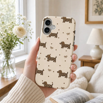 Leopard-Print Dachshund Phone Case mimocase