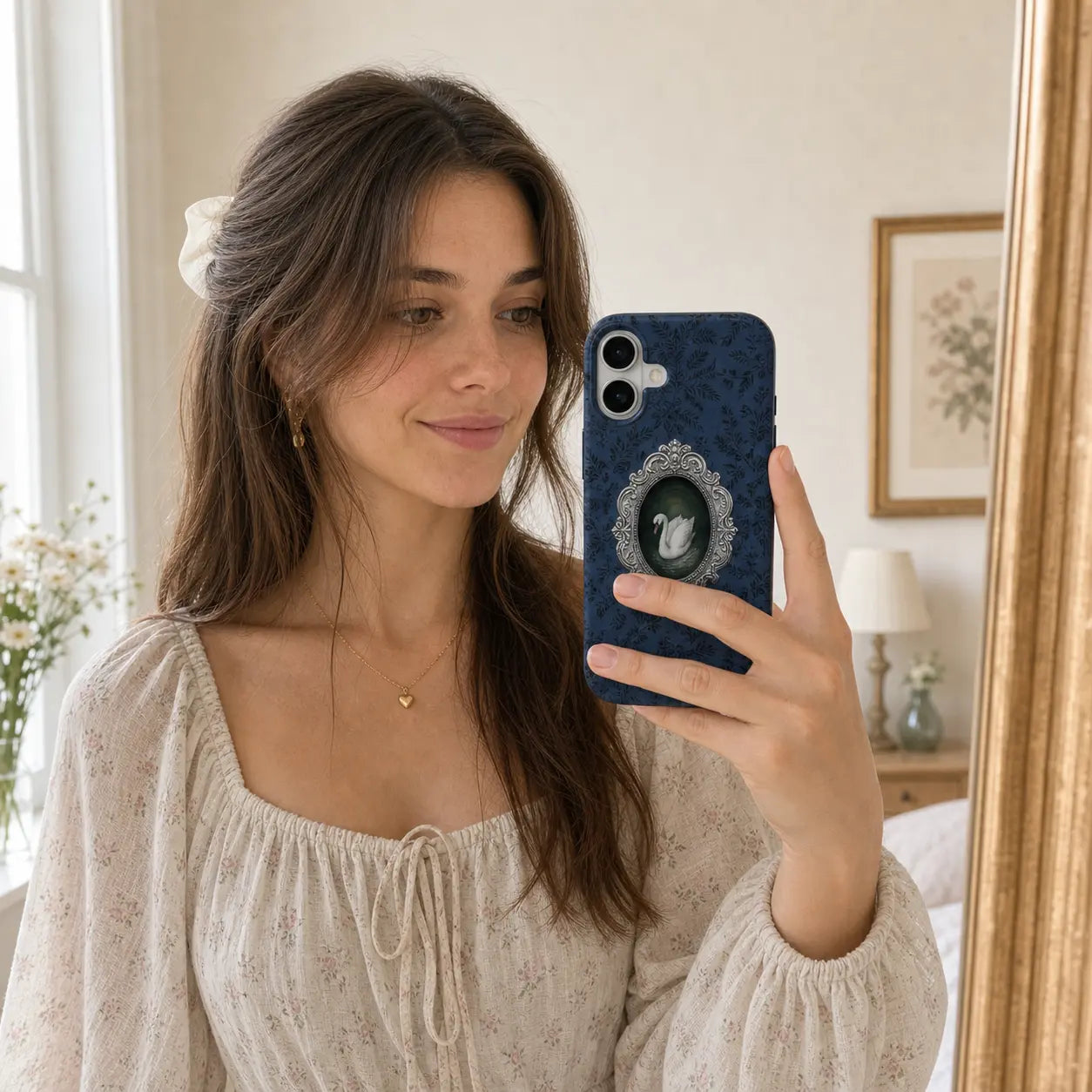 Midnight Rococo Swan Phone Case mimocase