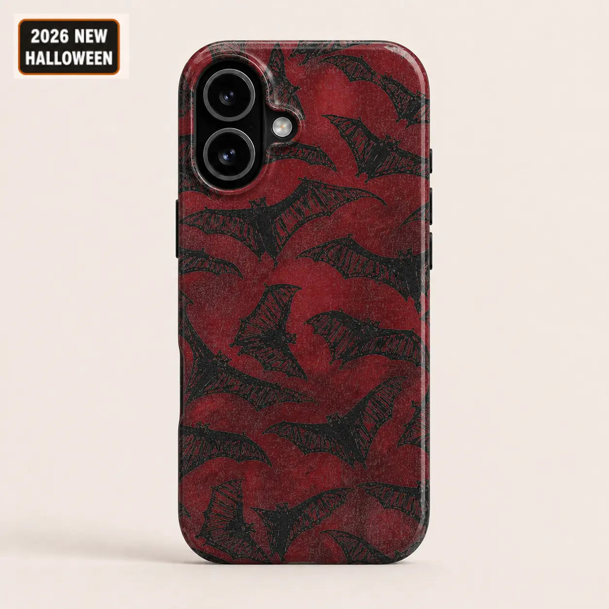 Vintage red bat phone case for Google Pixel with a distressed gothic pattern