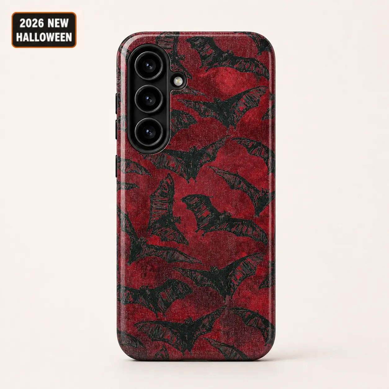 Vintage red bat phone case for Google Pixel with a distressed gothic pattern