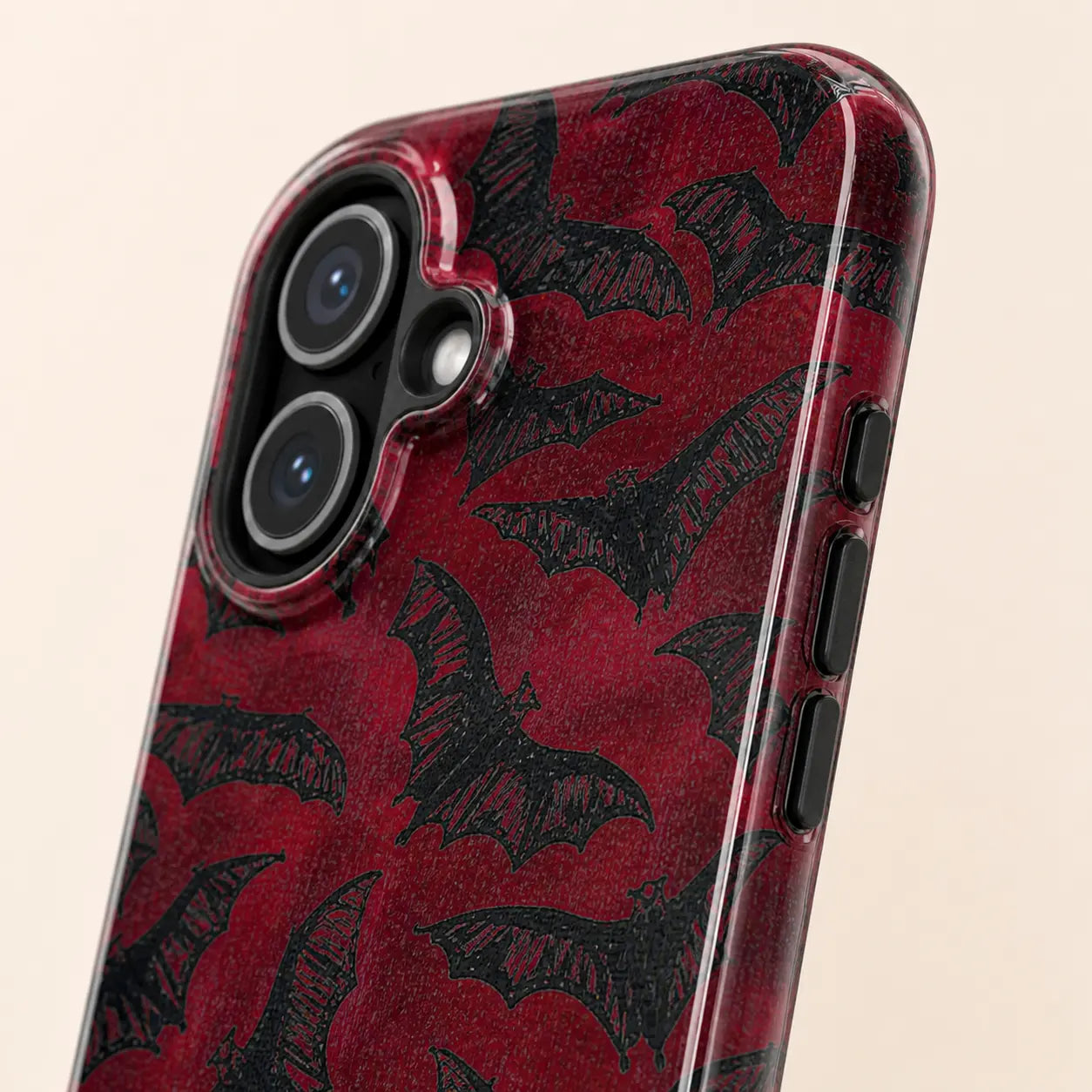 Vintage red bat phone case for Google Pixel with a distressed gothic pattern