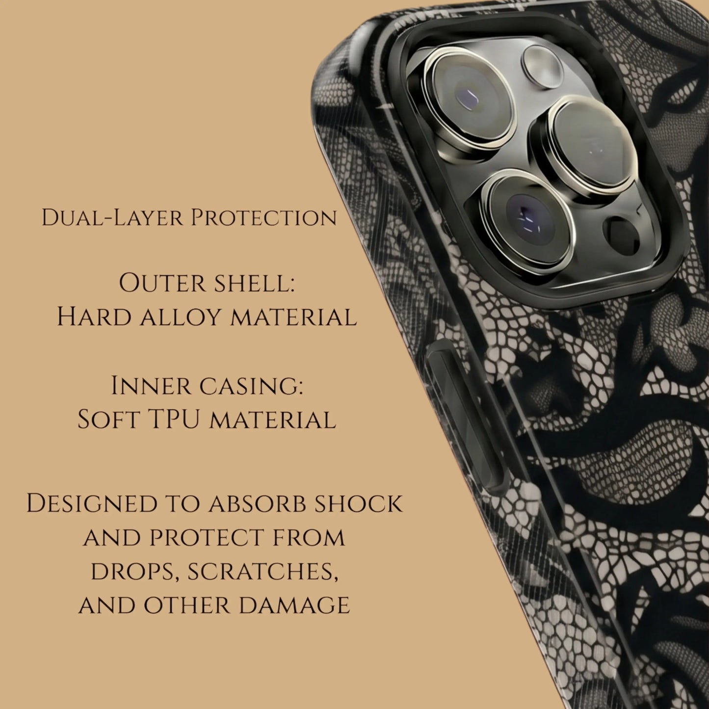BLACK LACE VINTAGE PATTERN PHONE CASE mimocase