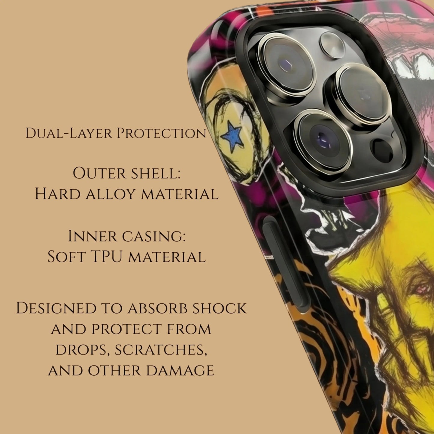 BOLD COLORFUL SKULL & WAVE ART PHONE CASE mimocase