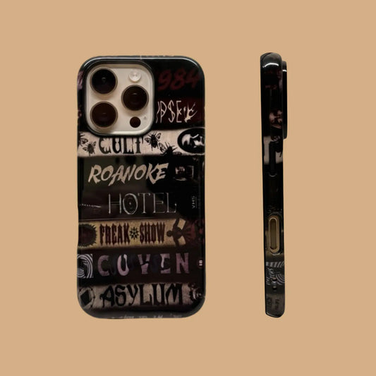 This Halloween phone case features a VHS tape-style design with classic American horror movie titles, making it a unique and must-have item for horror fans.