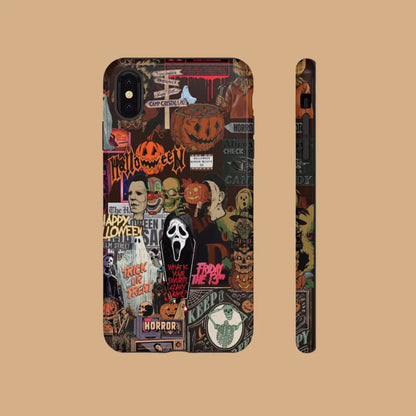 Featuring a collage of classic horror movie characters, this Halloween-themed phone case is a must-have accessory to make your phone stand out.