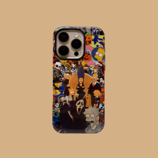 This unique Halloween phone case creatively combines The Simpsons and Ghostface, presenting a quirky vibe that makes your phone truly stand out.