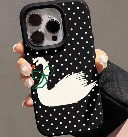 Polka Dot Couple Swan Phone Case for Samsung - MIMOCASE