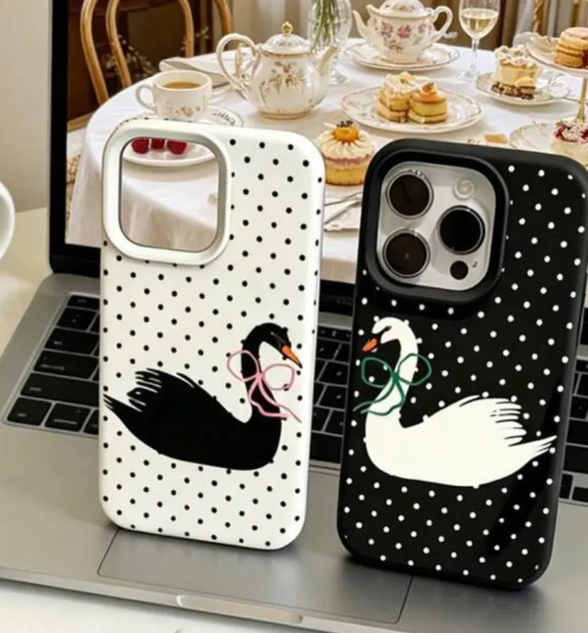 POLKA DOT COUPLE SWAN PHONE CASE mimocase
