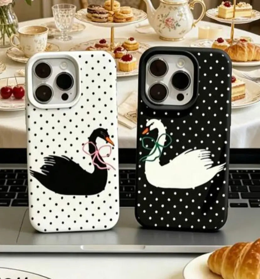 POLKA DOT COUPLE SWAN PHONE CASE mimocase