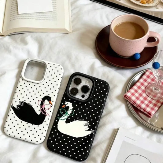 POLKA DOT COUPLE SWAN PHONE CASE mimocase
