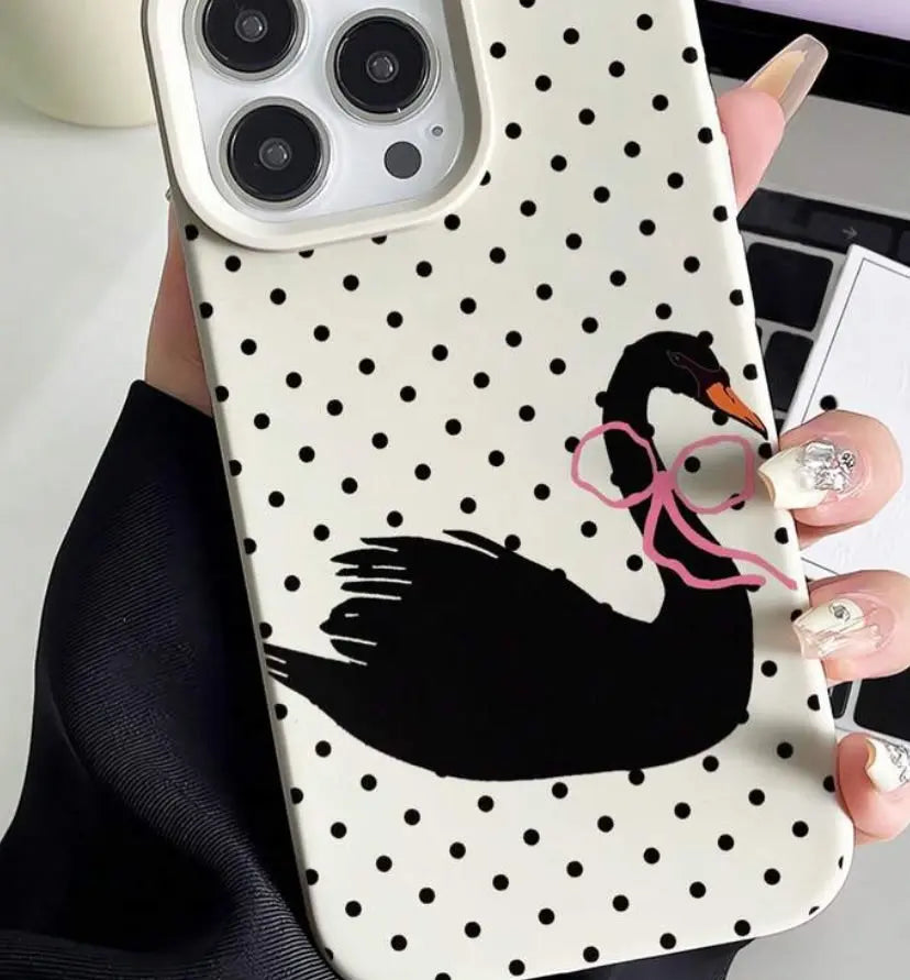 POLKA DOT COUPLE SWAN PHONE CASE mimocase