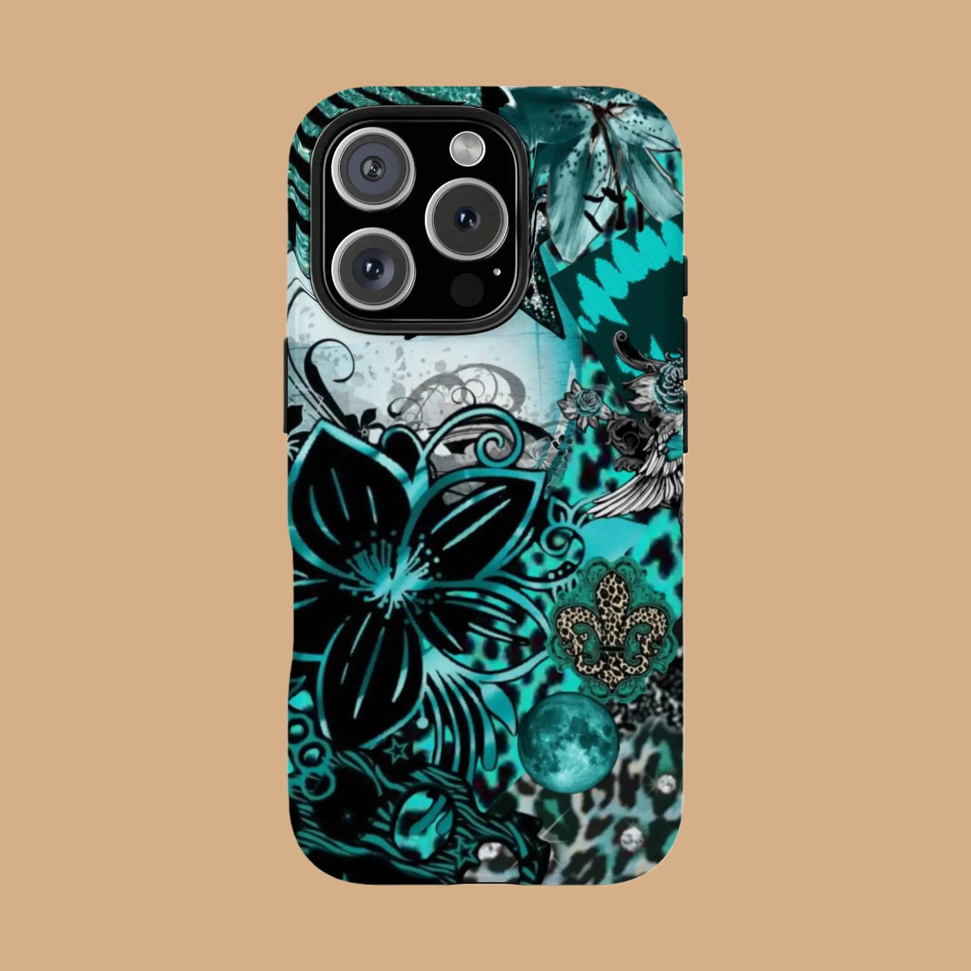 VINTAGE TEAL LEOPARD PRINT AESTHETIC PHONE CASE mimocase
