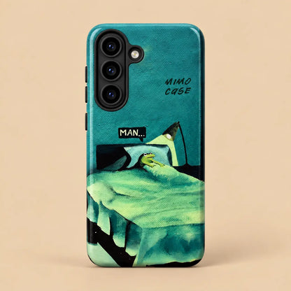 Teal frog bedroom phone case for Samsung Galaxy on a warm ivory background