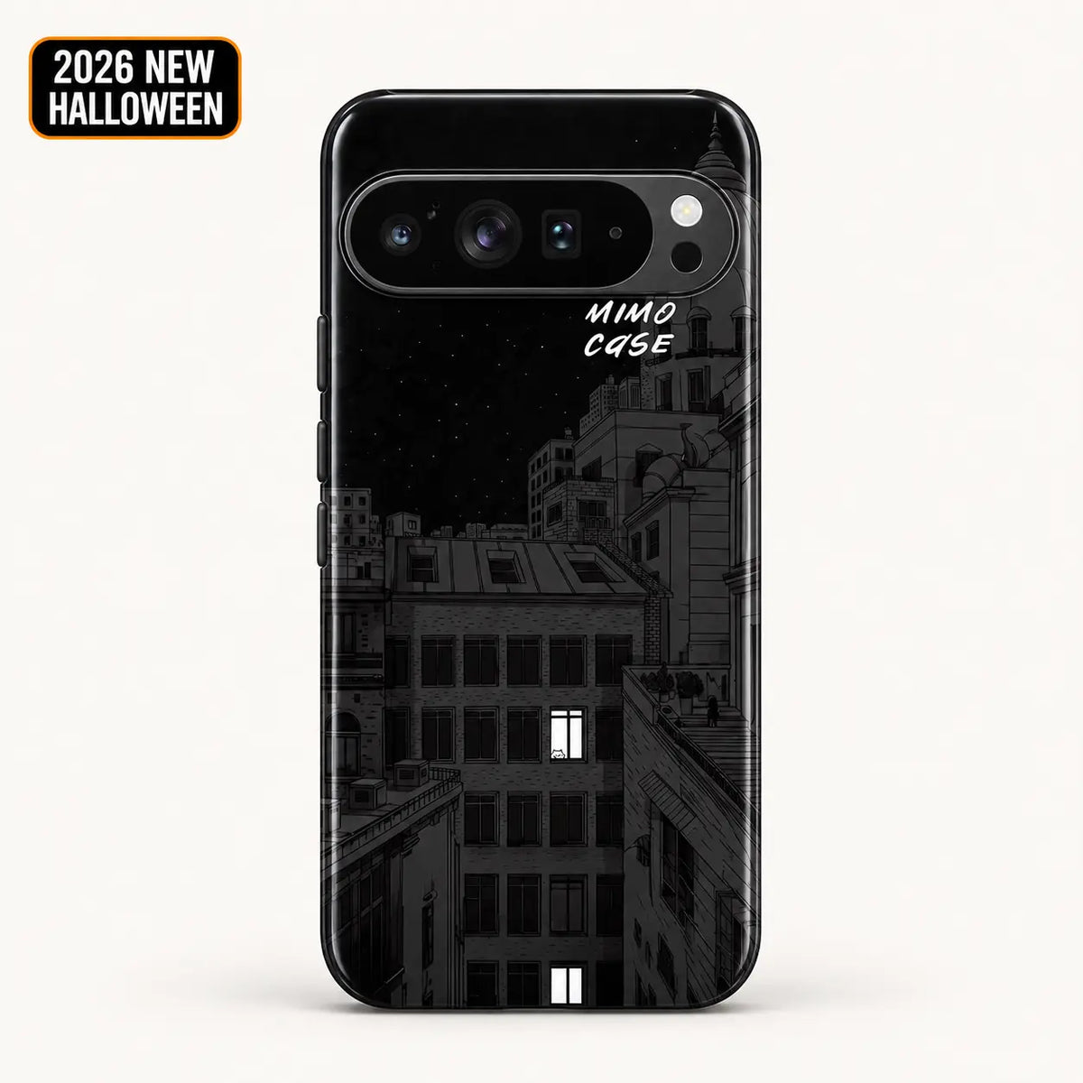 Midnight city window phone case for Google Pixel with 2026 New Halloween badge