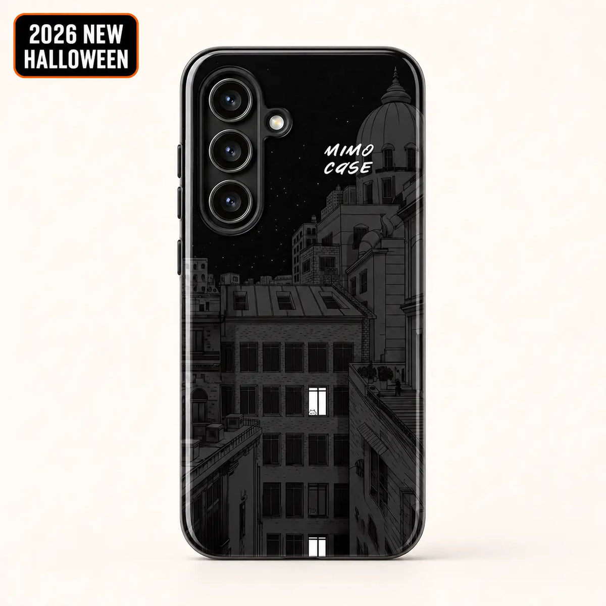 Midnight city window phone case for Samsung Galaxy with 2026 New Halloween badge