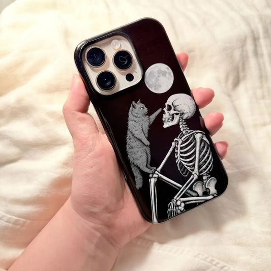 SKELETON AND CAT funda para móvil MIMOCASE